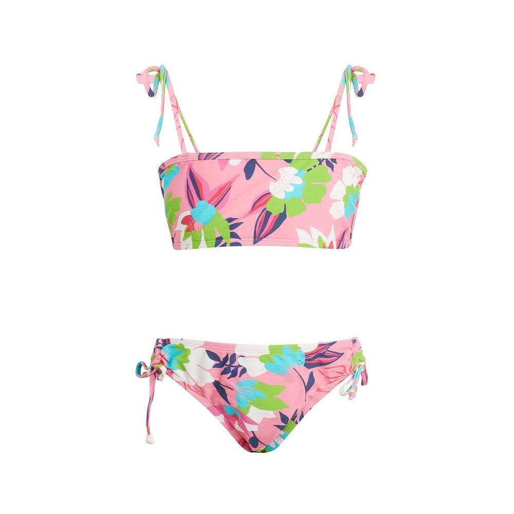 Kanu Surf Girls Tropical Dance Bandeau Bikini 2-Piece Swimsuit Pink Floral
